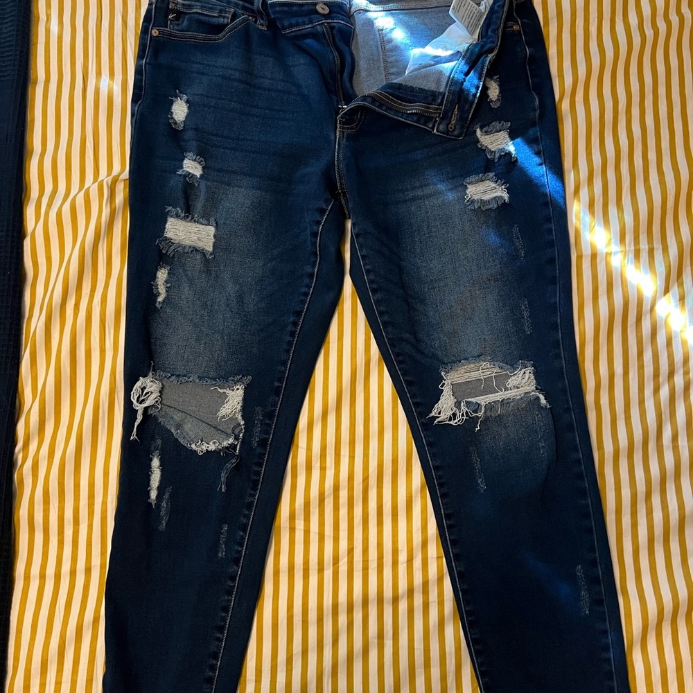 KanCan Midnight Blue Ripped Skinny Jeans